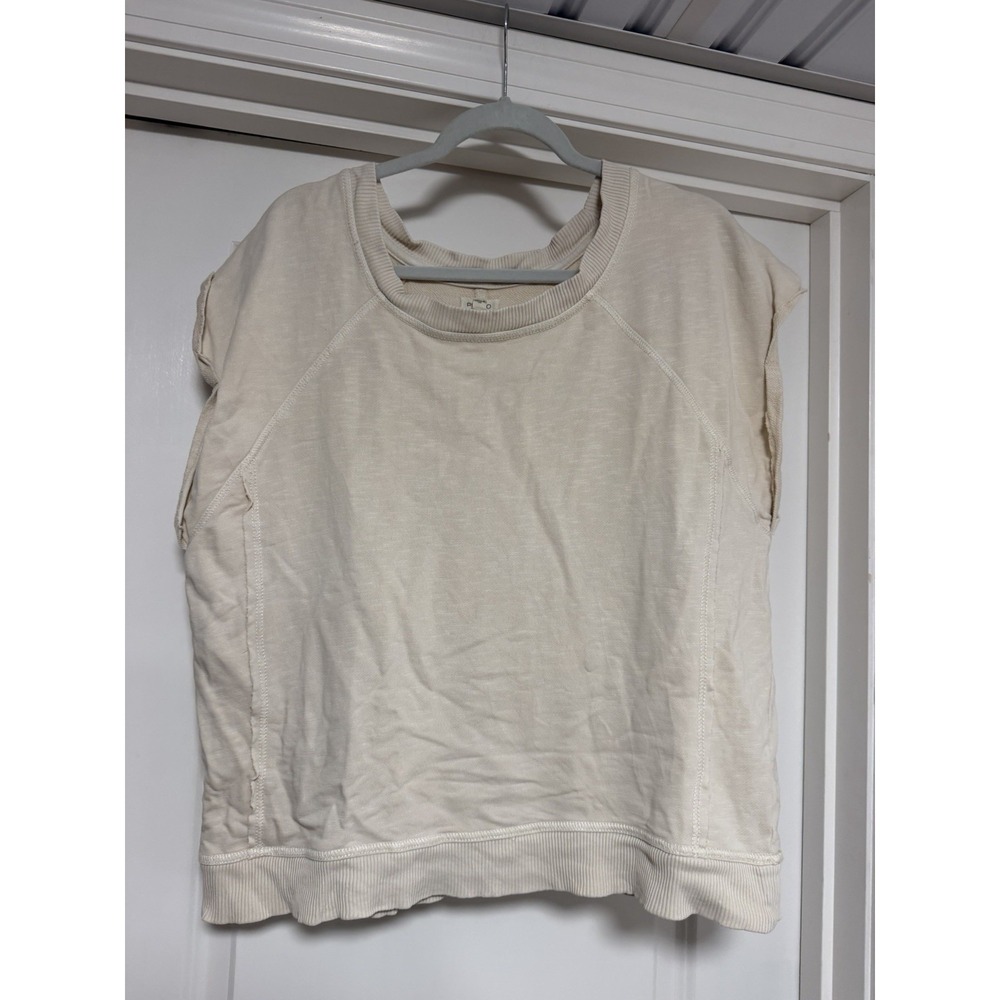 Pilcro from Anthropologie, cream-colored cotton muscle sweatshirt, Women's L